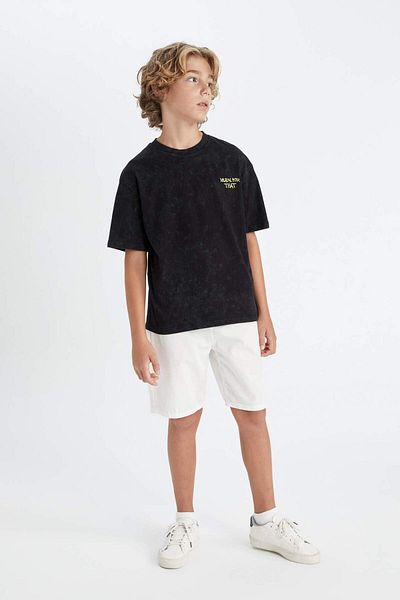 DeFacto Kurzarm-T-Shirt mit Oversize-Passform und Rundhalsausschnitt für Jungen, verwaschen, mit verblasstem Effekt, C6283a824hs