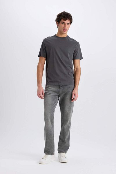 DeFacto 100% Cotton New Regular Fit Crew Neck Basic Plain Short Sleeve T-Shirt V7699Az24Sp