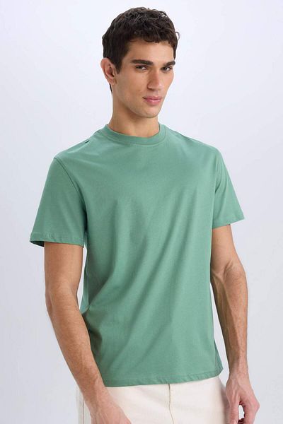 DeFacto 100 % Baumwolle, neues Basic-T-Shirt mit normaler Passform und Rundhalsausschnitt, einfarbig, kurzärmelig, V7699AZ24SP