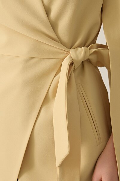Setre Jachetă cu mâneci înguste galbene untate, cu detaliu de legare în talie