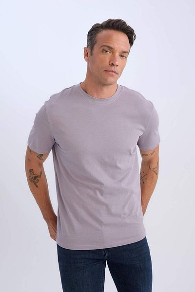 DeFacto 100 % Baumwolle, neues Basic-T-Shirt mit normaler Passform und Rundhalsausschnitt, einfarbig, kurzärmelig, V7699AZ25SP