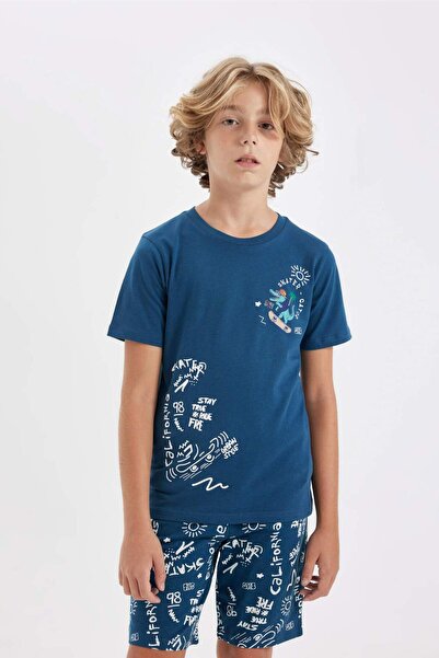 DeFacto Σετ πιτζάμες για αγόρια με στάμπα με κοντό μανίκι C7913A824SM