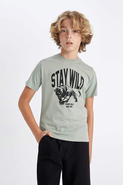 DeFacto Boy's Short Sleeve Crew Neck T-Shirt - C6881A824SM