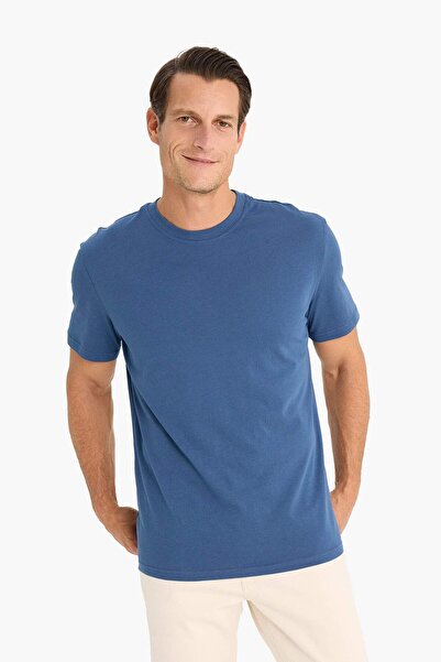 DeFacto Νέο κοντομάνικο μπλουζάκι με κανονική εφαρμογή με λαιμόκοψη V7699az24sp