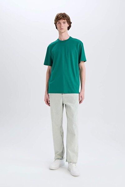 DeFacto 100% бавовна New Regular Fit Велосипедний комір Basic Прямий короткий рукав Футболка V7699AZ24SP