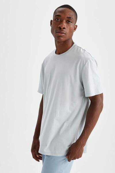 DeFacto Μπλουζάκι με κανονική εφαρμογή Crew λαιμόκοψη Basic κοντομάνικο βαμβακερό χτενισμένο βαμβακερό μπλουζάκι V7699AZ21SM