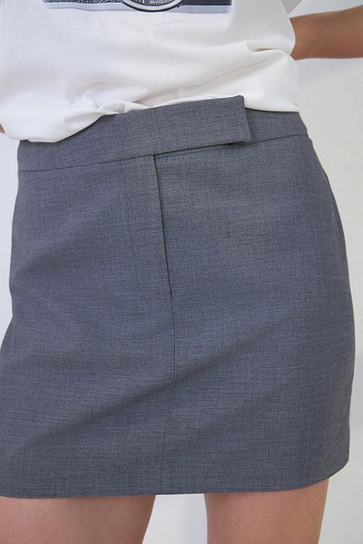 Setre Gray Waist Detailed Mini Skirt