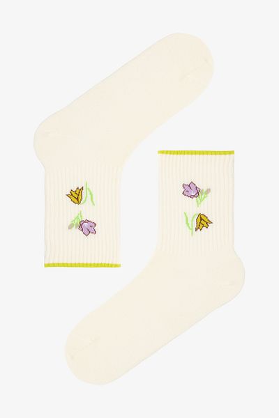 Penti 2 Pairs Organic Cotton Floral Patterned Socket Socks