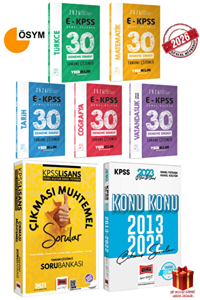 Yediiklim Yayınları 2026 EKPSS Tüm Adaylar İçin GY-GK Tamamı Çözümlü 30 Denem...