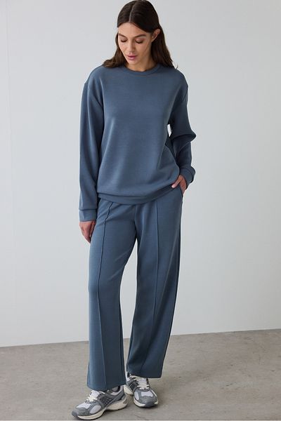 Penti Dark Gray Crew Neck Oversize Short Modal Sweatshirt