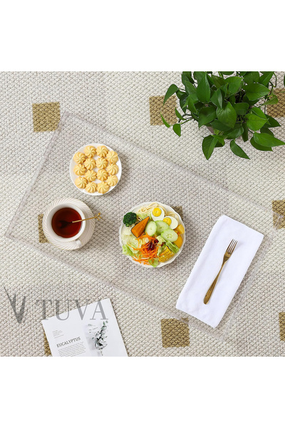 TUVA REKLAM TUVA - صينية بلكسي شفافة من الجيل الجديد الحديث مع مقبض ذهبي (45x...