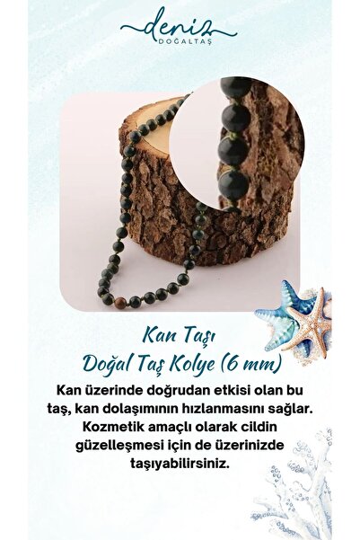 Deniz Doğal Taş Sertifikalı Kan Taşı Orjinal ( Taşlar) Doğaltaş Düğümlü Kolye...