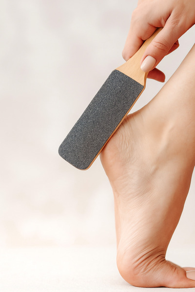 Russet Çift Taraflı Ayak Törpüsü Topuk Nasır Rendesi Pedikür Zımparası Tahta Saplı 22x4,5cm