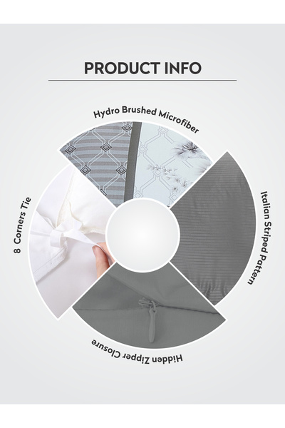 Donetella Duvet Cover Set 4-Pcs Single Size Striped Bed Set160 x 220 Cms Microfiber (Without Filler)