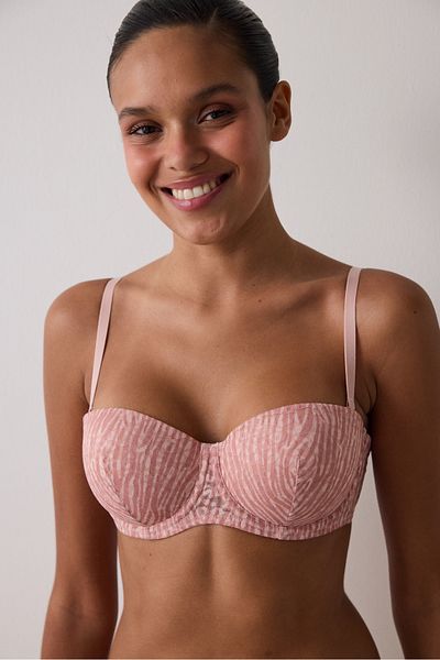 Penti Light Dusty Rose Bloom Ruched Gathered Underwire Strapless Bra
