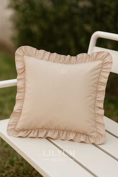 LILYUM 100% Cotton Ruffle Decorative Throw Pillow Case – 43X43 cm (1Pc)