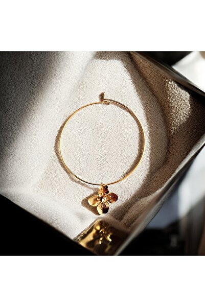 SNITCH GLOW Şık Çiçek Taş Detaylı Zarif Gold Kolye