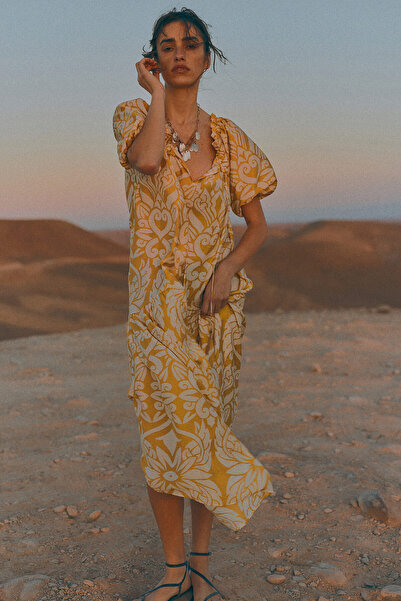 H&M Büzgü Bağı Detaylı Elbise