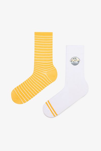 Penti Men's White Safari 2-Piece Multicolored Socks