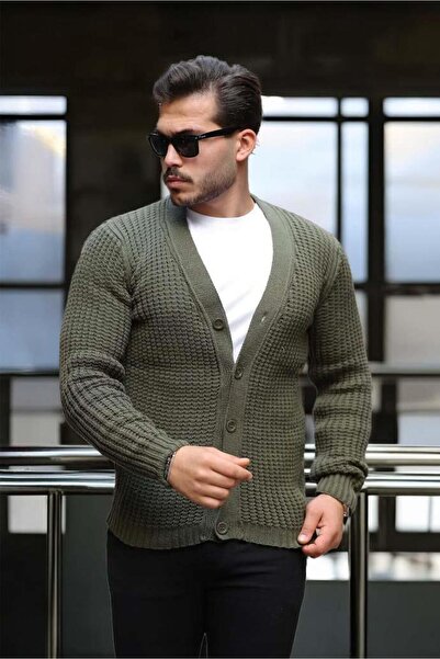 Valiberta Nopenli Ribbed Knitted Buttoned Cardigan - Khaki