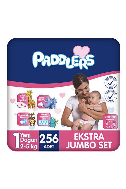 Paddlers Bebek Bezi 1 Numara Yenidoğan 256 Adet (2-5 Kg) Ekstra Jumbo Set