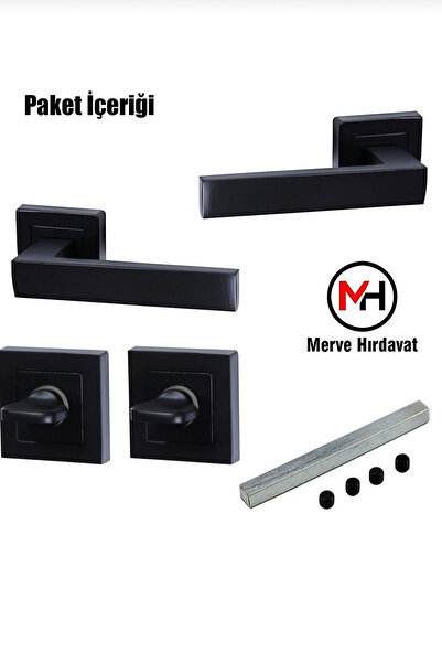 merveuras Siyah Kapı Kolu Konak Kare Rozetli Wc (1 TAKIM)