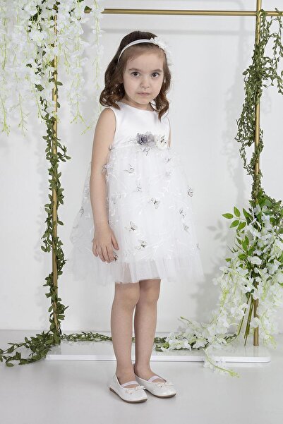 MİNİMONY Φόρεμα 1-5 ετών με λεπτομέρεια πεταλούδας από τούλι κοριτσάκι Παιδικό Eid Graduation Ball βραδινό φόρεμα