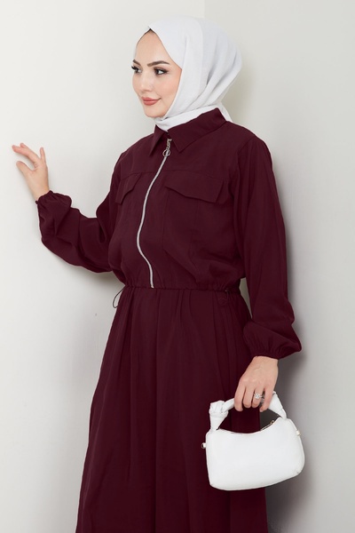 InStyle Jacket Zipper Dress Burgundy