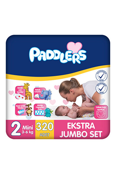 Paddlers Bebek Bezi 2 Numara Mini 320 Adet (3-6 Kg) Ekstra Jumbo Set