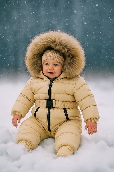 HC Kids Wear ملابس أطفال رائد الفضاء - بذلة رائد الفضاء، غطاء رأس من الفرو، أصفر