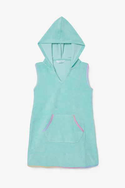 Penti Hellblaues Mädchen-Strandkleid mit V-Ausschnitt und Handtuch