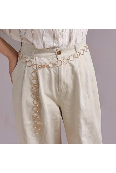 Mynoa Curea de damă aurie cu inele, lanț de talie