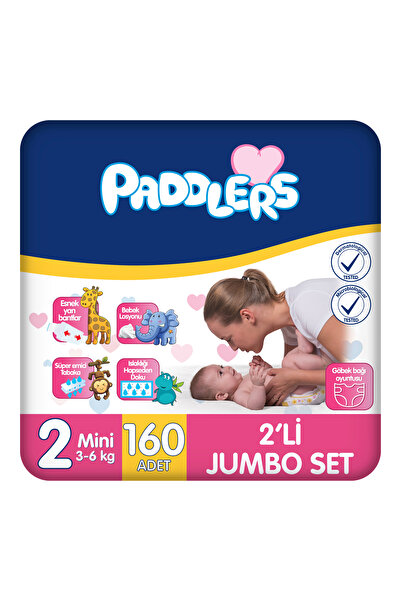 Paddlers Bebek Bezi 2 Numara Mini 160 Adet (3-6 Kg) 2'li Jumbo Set