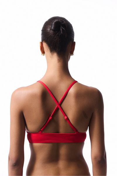 Penti Top de bikini cu bralette cu tiara rosie