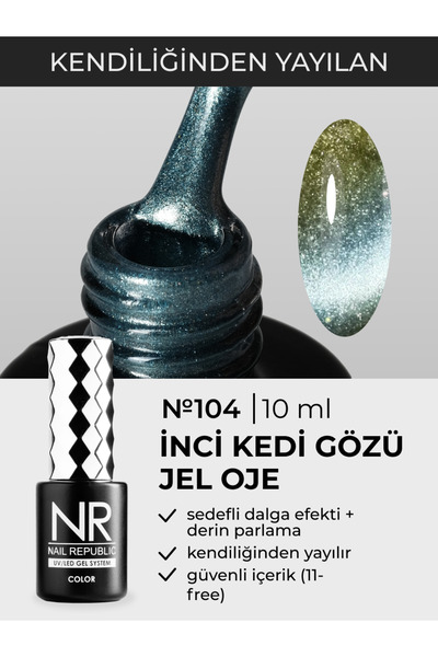 Nail Republic Kalıcı Oje Yeşil PEARL CAT-104 (10 ml) – Tırnakta 3D Efekti