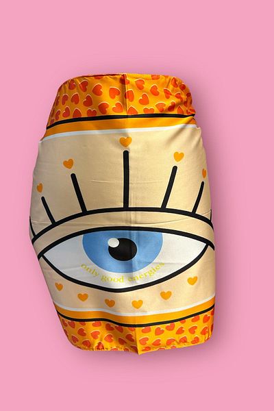 BAHELS Pareo Design Special cu Motiv Ochi Portocalii - 45*145 Cm