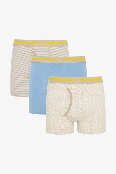 Penti Yellow Stripe Multicolored 3-Piece Boxer Briefs