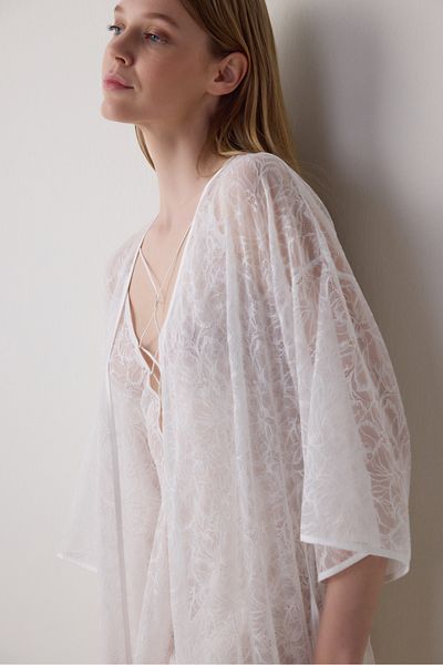 Penti Off White Bridal Lace Detailed Bridal Dressing Gown