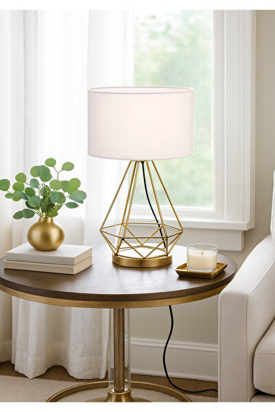 HOMİNG Antique Metal Body Cream Lampshade - Headboard Ayd-2507