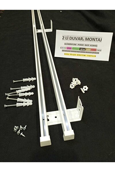 özdeğer home 100cm DUVAR MONTAJ 2 Li korniş ALÜMİNYUM PERDE RAYI