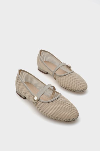 Capone Outfitters Amy Mesh Buckle Strap Women's Ballerinas