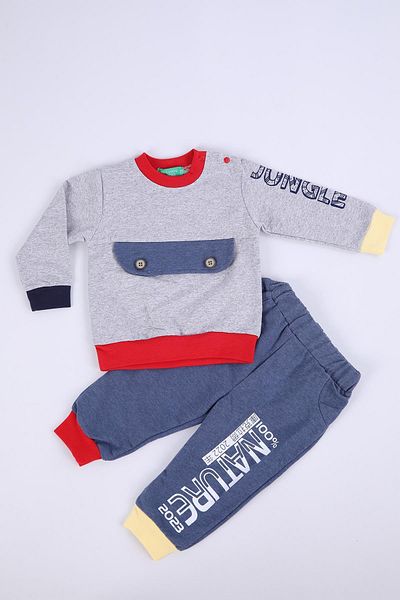 Begisa Girl Boy Baby Kids Pocket Detailed Tracksuit Set 00101