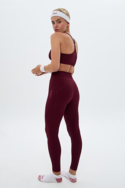 Oishii Aozora Sport Active Sports Leggings أحمر كلاريت