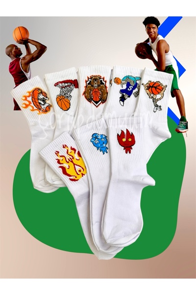 çorapdunyam 8'li Seri Basketbol Neşeli Kolej Tenis Çorap 1 Kalite Pamuk