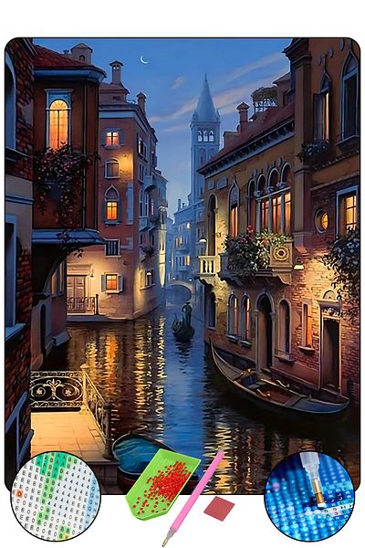 MOVAS Canals of Venice |   Diamond Mosaic Painting - Mosaic Puzzle - Bead Tapestry - Hobby Set |   40X50Cm