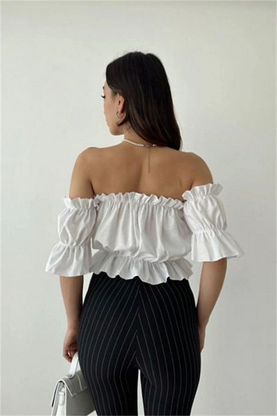 PASTELASTORE Γυναικεία μπλούζα Madonna Collar – Άνετη εφαρμογή με λεπτομέρεια από καουτσούκ