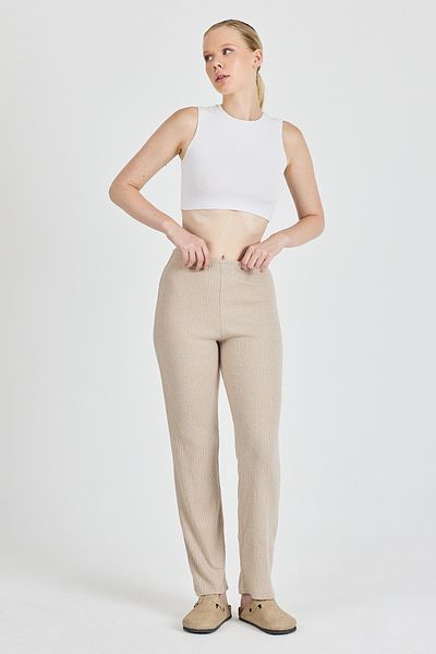 COMEOR Women's Mink High Waist Ribbed Wide Leg Casual Thin Sweatpants Pajamas