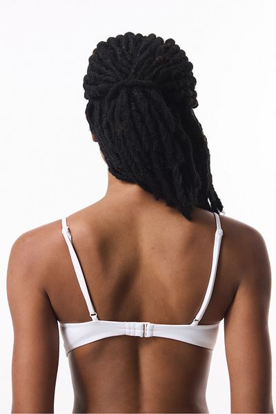 Penti Top de bikini alb cu sârmă cu deschidere frontală
