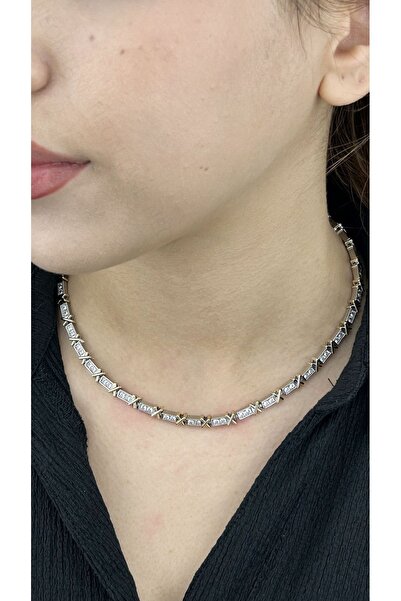Neon Takı by Atalay قلادة، حجر الزركون، ستانلس ستيل لا يصدأ، لون فضي، موديل 119