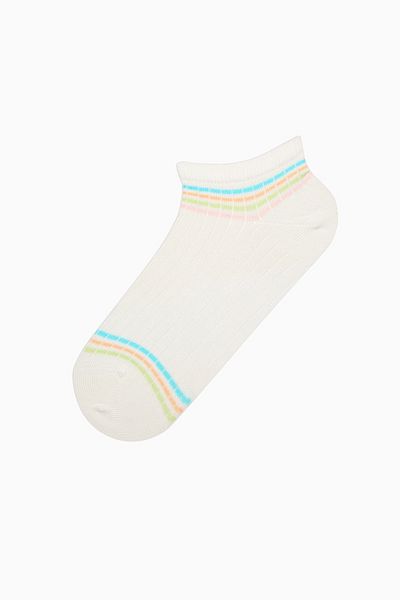 Penti Colored Line Pink White Rib 3-Piece Booties Socks